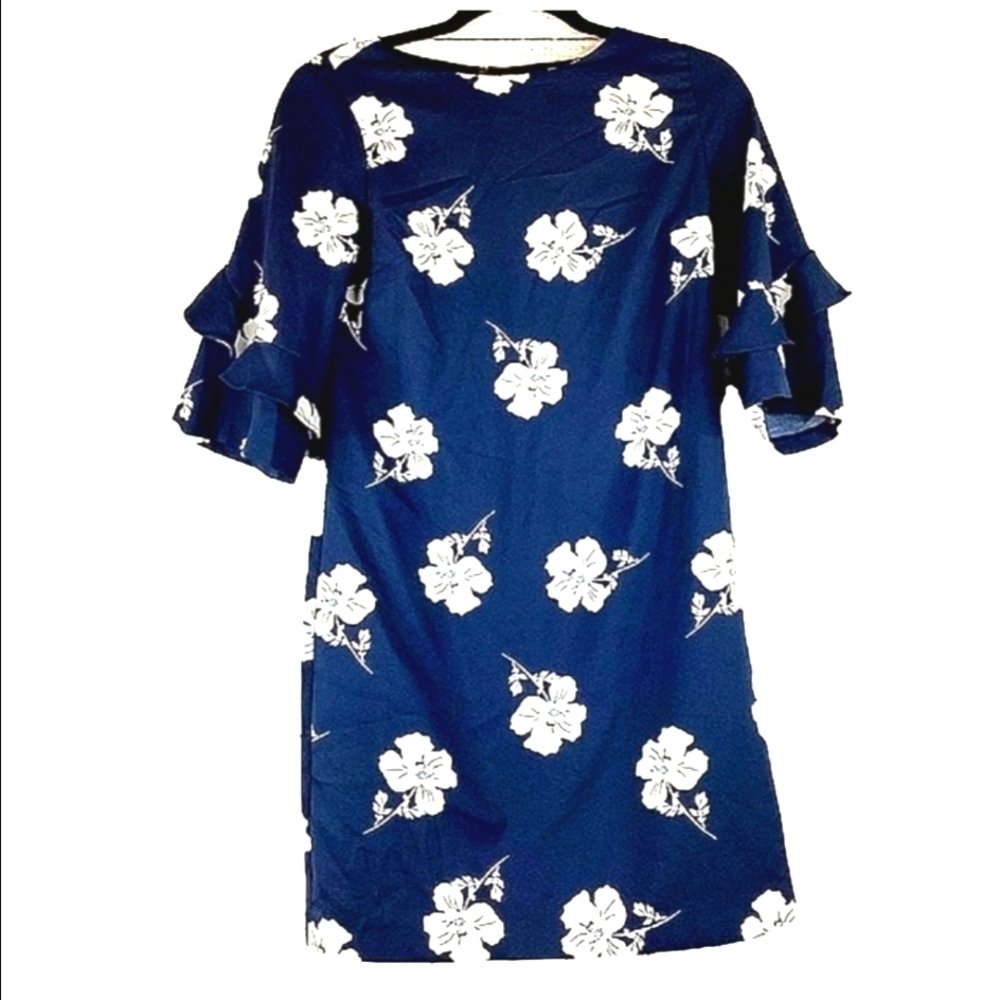 BANANA REPUBLIC SIZE 0 BLUE NAVY MINI DRESS FLORAL SUMMER‎ GUC